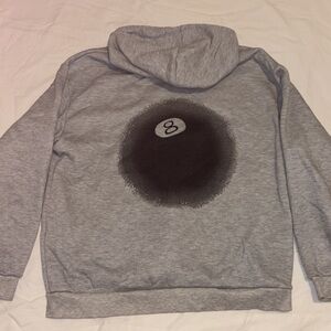 Gray Hoodie with Black Eight Ball Design